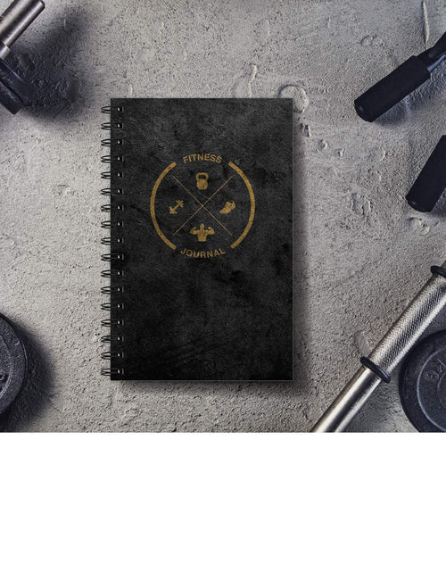 Load image into Gallery viewer, Workout Fitness Journal Nutrition Planners: Clip-In Bookmark, Sturdy Binding, Thick Pages &amp; Laminated Protective Cover (Black &amp; Gold)
