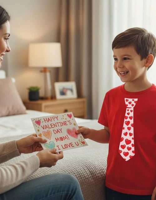 Load image into Gallery viewer, Boys Valentines Day Shirt Red Hearts Tie Toddler Infant Kids T-Shirt
