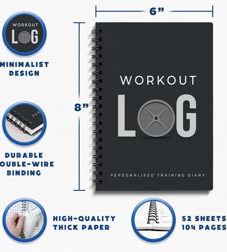 Workout Planner for Daily Fitness Tracking & Goals Setting (A5 Size, 6” X 8”, Charcoal Gray), Men & Women Personal Home & Gym Training Diary, Log Book Journal for Weight Loss by