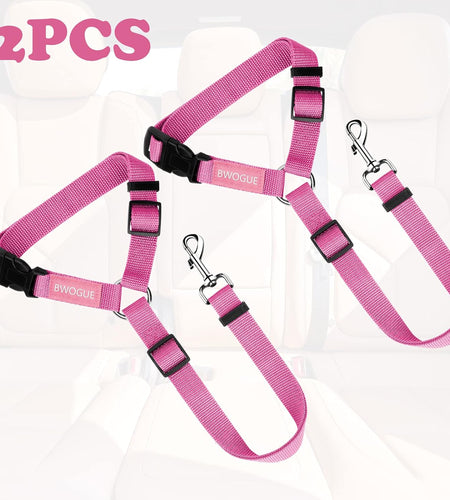 2 Packs Dog Cat Safety Seat Belt Strap Car Headrest Restraint Adjustable Nylon Fabric Dog Restraints Vehicle Seatbelts Harness