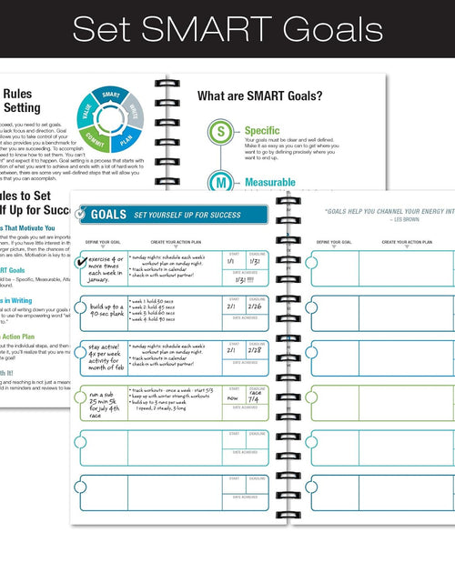 Load image into Gallery viewer, Workout Fitness Journal Nutrition Planners: Clip-In Bookmark, Sturdy Binding, Thick Pages &amp; Laminated Protective Cover (Black &amp; Gold)
