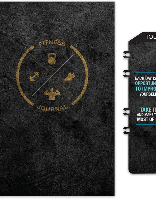 Load image into Gallery viewer, Workout Fitness Journal Nutrition Planners: Clip-In Bookmark, Sturdy Binding, Thick Pages &amp; Laminated Protective Cover (Black &amp; Gold)
