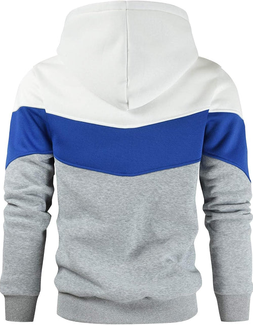 Load image into Gallery viewer, Men'S Novelty Color Block Pullover Fleece Hoodie Long Sleeve Casual Sweatshirt with Pocket
