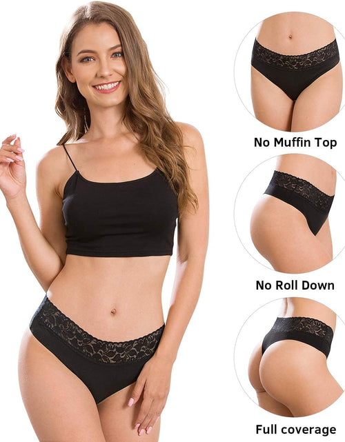 Load image into Gallery viewer, Women'S Thongs Underwear Cotton Seamless Thongs for Women Lace Trim Panties
