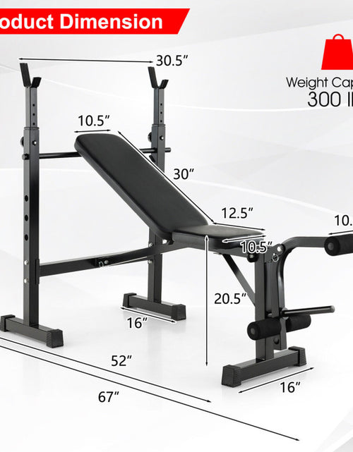 Load image into Gallery viewer, Adjustable Weight Bench and Barbell Rack Set with Weight Plate Post
