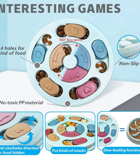 Dog Puzzle Toys, Interactive Dogs Game, Pets Enrichment Toys for Puppy Mentally Stimulating Feeding Dispenser Dog Treat Puzzle Feeder for Small,Medium and & Large Dogs Brain Training