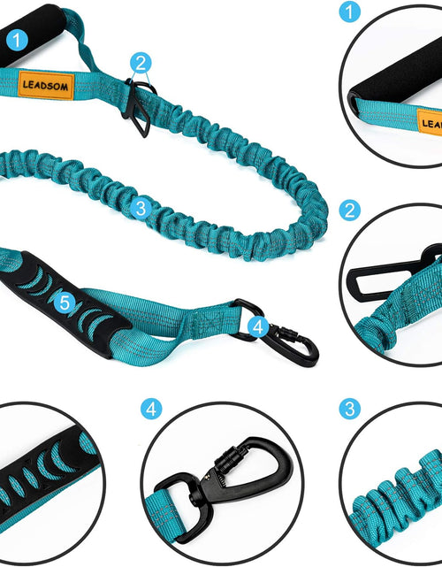 Load image into Gallery viewer, 6FT Highly Reflective Heavy Duty Elastic Bungee Medium and Large Dog Leash Shock Absorbing with Comfortable Padded Handle and Traffic Handle Suitable for Training
