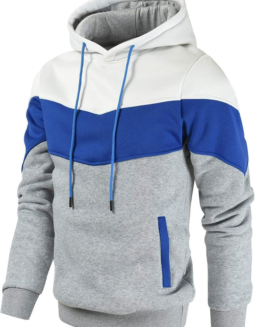 Load image into Gallery viewer, Men'S Novelty Color Block Pullover Fleece Hoodie Long Sleeve Casual Sweatshirt with Pocket
