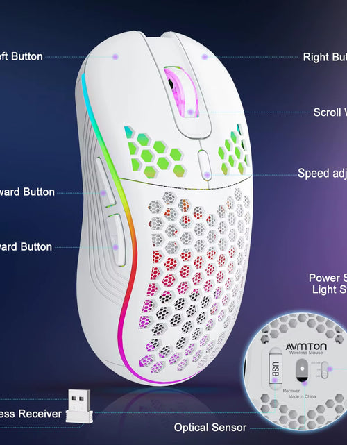 Em Load Mouse 2.4G Wireless Mouse with RGB Backlit 6-Button 3-Speed DPI Type C Recha ...