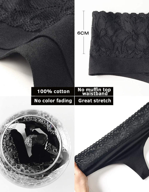 Load image into Gallery viewer, Women'S Thongs Underwear Cotton Seamless Thongs for Women Lace Trim Panties
