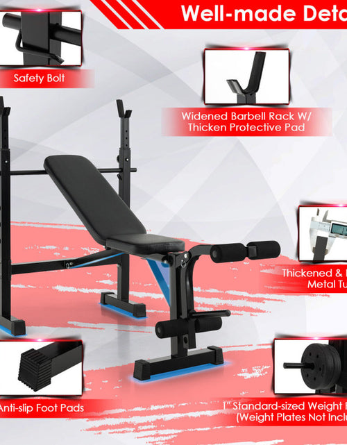 Load image into Gallery viewer, Adjustable Weight Bench and Barbell Rack Set with Weight Plate Post
