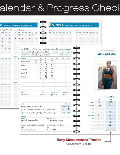 Load image into Gallery viewer, Workout Fitness Journal Nutrition Planners: Clip-In Bookmark, Sturdy Binding, Thick Pages &amp; Laminated Protective Cover (Black &amp; Gold)
